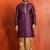 purple silk blend kurta dhoti set for men with printed work