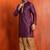 purple silk blend kurta dhoti set for men with printed work