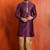 purple silk blend kurta dhoti set for men with printed work