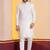 white silk blend kurta set for men with printed work