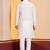white silk blend kurta pyjama set for men with printed work