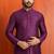 purple silk blend kurta for men with printed work