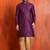 purple silk blend kurta for men with printed work