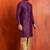 purple silk blend kurta for men with printed work