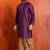 purple silk blend kurta dhoti set for men with printed work
