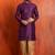 purple silk blend kurta dhoti set for men with printed work