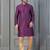 purple silk blend kurta pyjama set for men with printed work