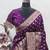 Wine art silk blend banarasi jacuard work saree with unstitched blouse piece