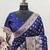 Blue art silk blend banarasi jacuard work saree with unstitched blouse piece