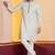 white silk blend kurta for men with pinted work