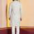 white silk blend kurta for men with pinted work