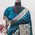 Turquoise art silk blend banarasi jacuard work saree with unstitched blouse piece