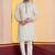 white silk blend kurta pyjama set for men with pinted work