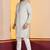 white silk blend kurta pyjama set for men with pinted work