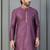 purple silk blend kurta for men with pinted work