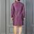 purple silk blend kurta for men with pinted work