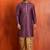 purple silk blend kurta for men with pinted work