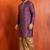purple silk blend kurta dhoti set for men with pintred work
