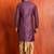 purple silk blend kurta dhoti set for men with pintred work