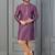 purple silk blend kurta pyjama set for men with printed work