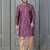 purple silk blend kurta pyjama set for men with printed work