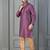 purple silk blend kurta pyjama set for men with printed work