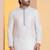 white silk blend kurta for men with printed work