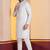 white silk blend kurta set for men with printed work