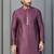 purple silk blend kurta for men with printed work