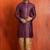 purple silk blend kurta dhoti set for men with printed work
