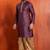 purple silk blend kurta dhoti set for men with printed work