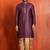 purple silk blend kurta dhoti set for men with printed work