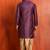 purple silk blend kurta dhoti set for men with printed work