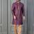 purple silk blend kurta payjajama set for men with printed work
