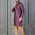 purple silk blend kurta payjama dupatta set for men with printed work