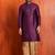 purple silk blend kurta dhoti set for men with printed work