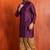 purple silk blend kurta dhoti set for men with printed work