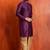 purple silk blend kurta dhoti set for men with printed work
