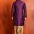 purple silk blend kurta dhoti set for men with printed work