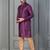 purple silk blend kurta payjama dupatta set for men