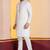 white silk blend kurta for men with printed work