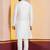 white silk blend kurta for men with printed work