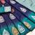Blue rama art silk blend banarasi jacuard work saree with unstitched blouse piece