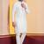 white silk blend kurta pyjama set for men with printed work