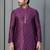 purple silk blend kurta for men with printed work