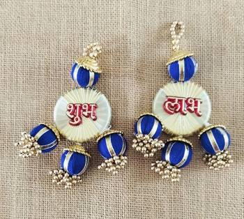 shubh labh decorative woolen ball door hanging handmade hanging home decor (pack of 2) 1