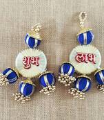 shubh labh decorative woolen ball door hanging handmade hanging home decor (pack of 2)