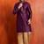 purple silk blend kurta for men with printed work