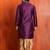 purple silk blend kurta for men with printed work