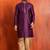 purple silk blend kurta dhoti set for men with printed work